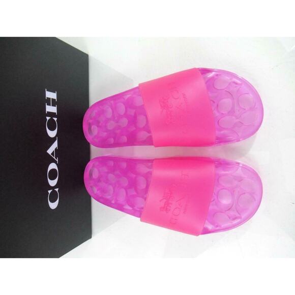 Women's Coach Ulyssa Rubber Pool Slide Transparent Sandals Bold Pink Size 7 - Picture 5 of 8